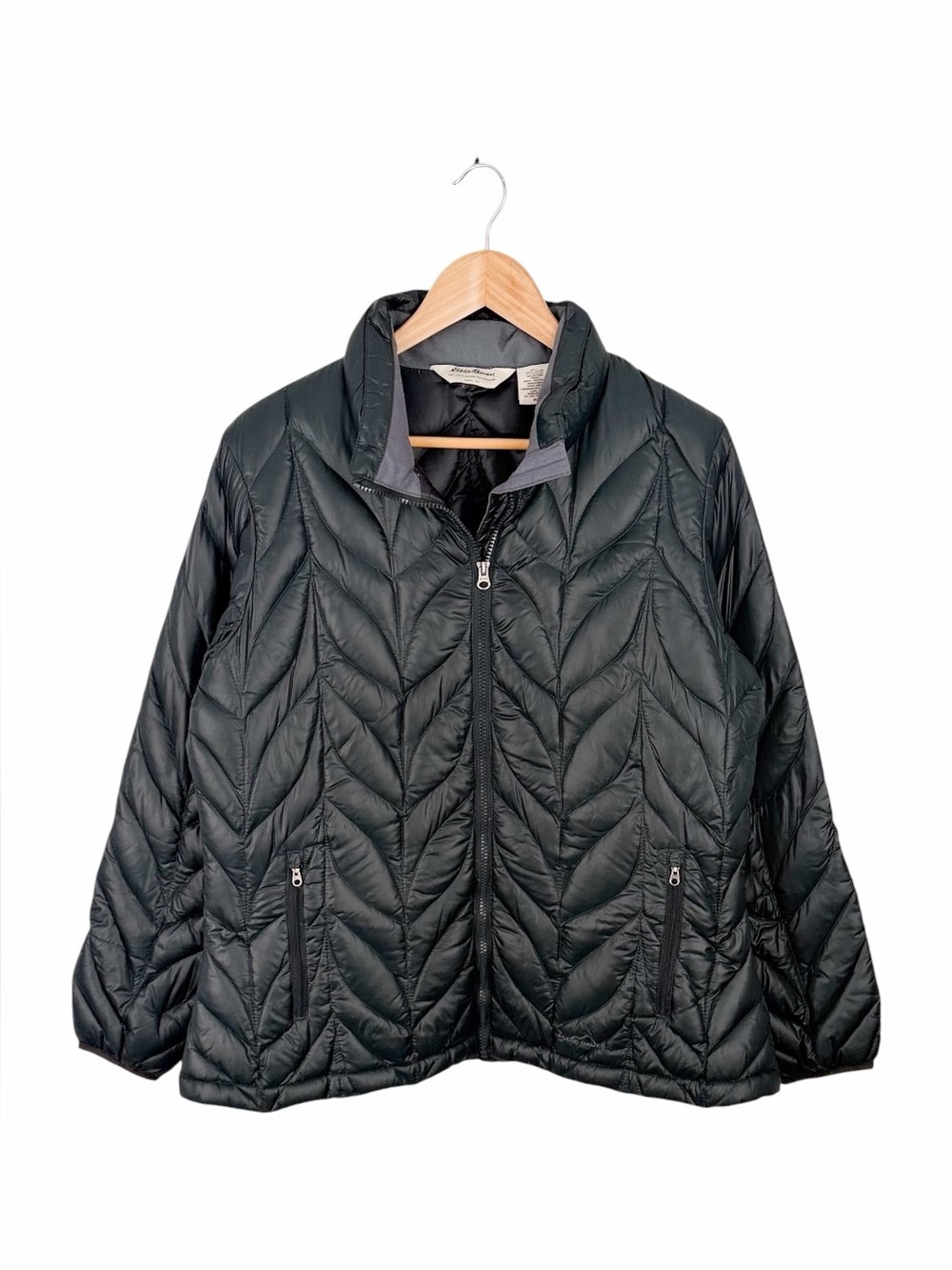 Eddie Bauer Womens XL Goose Down Jacket Green Quilted Puffer Packable Outdoor